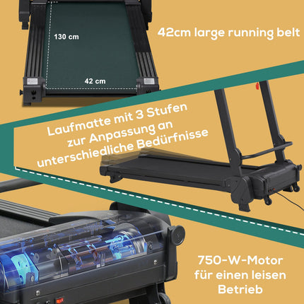 Foldable electric treadmill with LCD & MP3, 1-14 Km/H