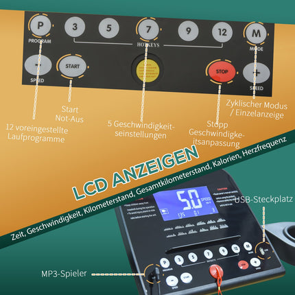 Foldable electric treadmill with LCD & MP3, 1-14 Km/H
