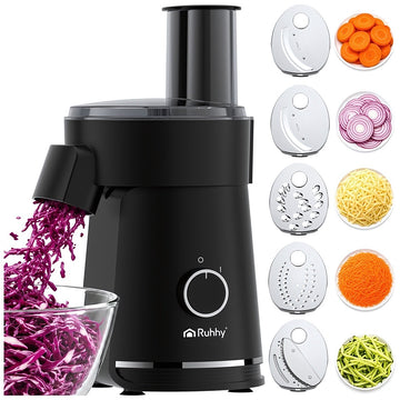 Electric Vegetable Chopper 200W with 5 Cutting Discs, Julienne, Lid Safety Lock