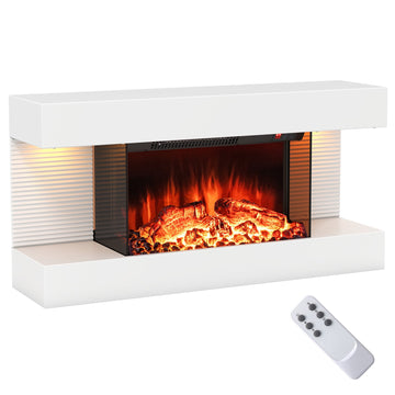 Electric Wall Fireplace with Heater & LED Lights
