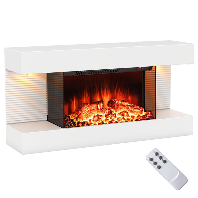 Electric Wall Fireplace with Heater & LED Lights