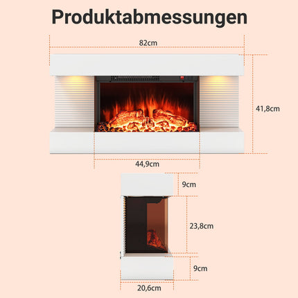 Electric Wall Fireplace with Heater & LED Lights