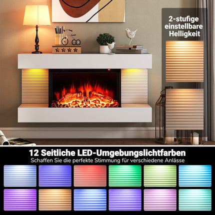 Electric Wall Fireplace with Heater & LED Lights