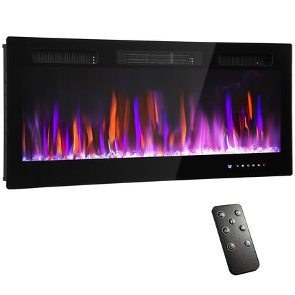 Electric Wall-Mounted Fireplace, Adjustable Flames, Timer