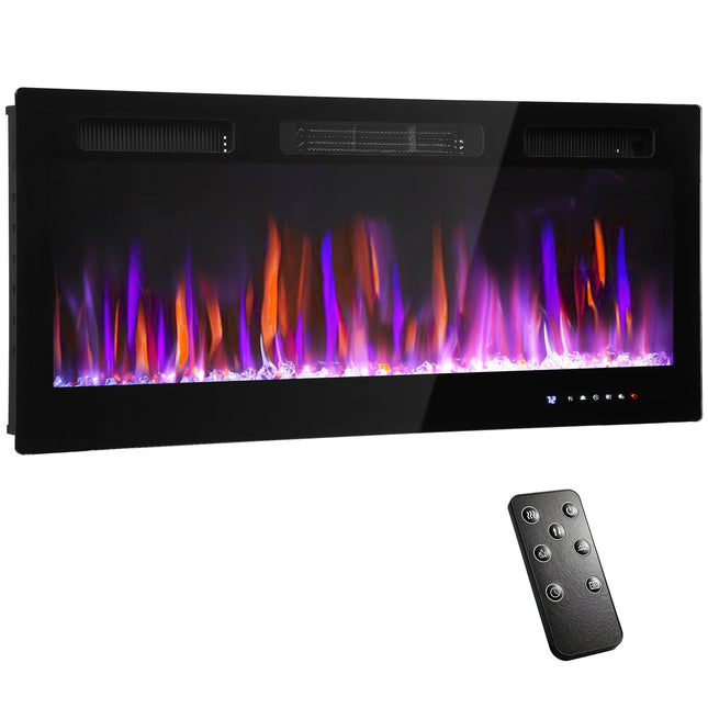 Electric Wall-Mounted Fireplace, Adjustable Flames, Timer