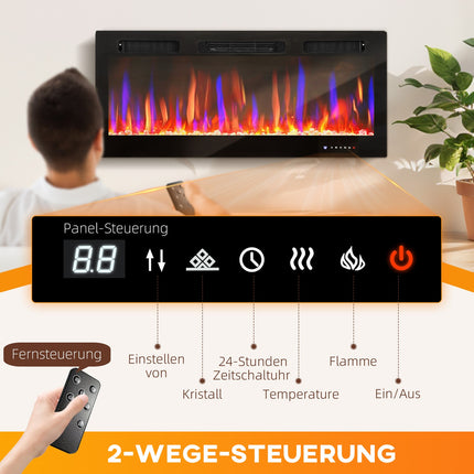 Electric Wall-Mounted Fireplace, Adjustable Flames, Timer