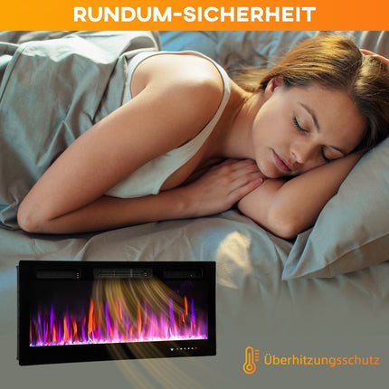 Electric Wall-Mounted Fireplace, Adjustable Flames, Timer