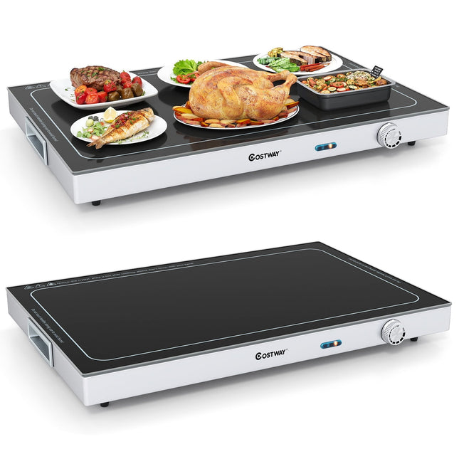 Electric Warming Tray, Adjustable Temp, 50x29 cm Glass