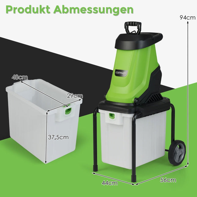 Elektrische houtversnipperaar, 2800W, opvangbak van 50 liter, capaciteit 45 mm