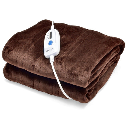 Electric blanket with automatic switch-off & 4 temperature levels & timer & overheating protection coffee