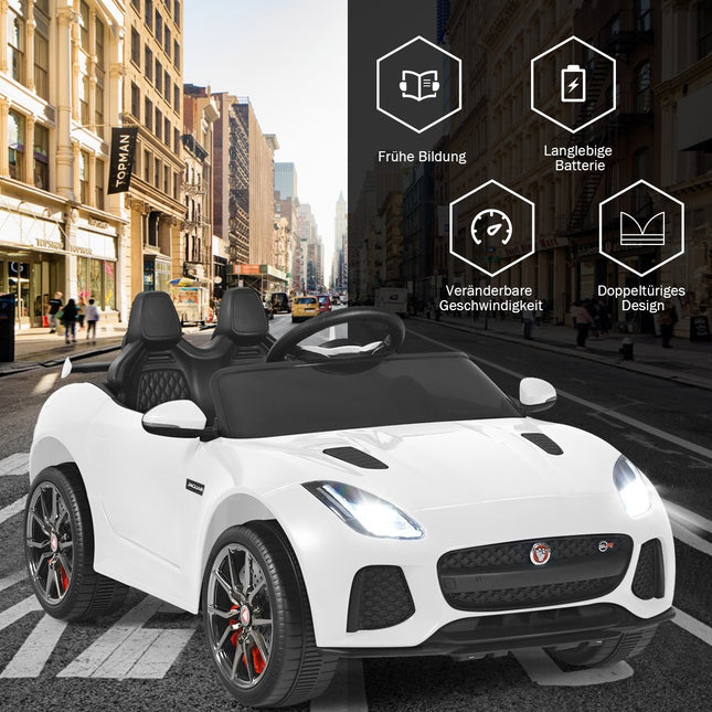 Electric children's car with stories & music & horn & headlights & 2.4G remote control white