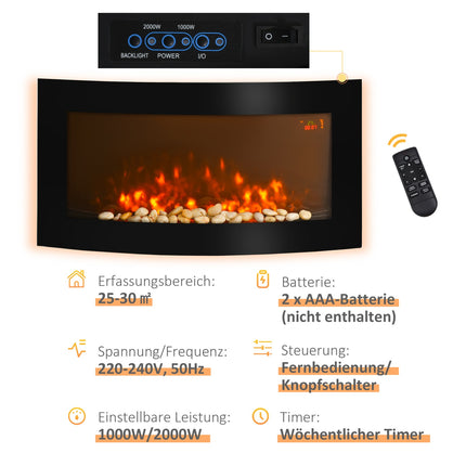 Modern wall electric fireplace - 89.2 x 13.5 x 48cm