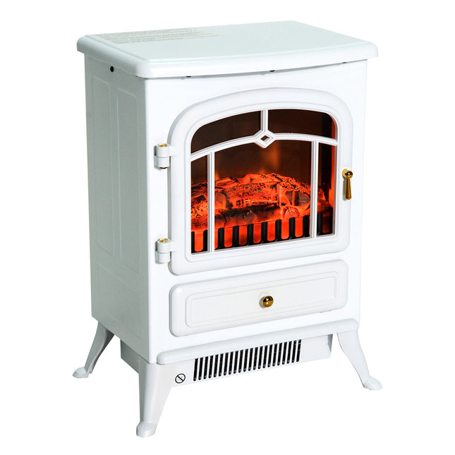 Electric stove, 950/1850W, Flame effect, White