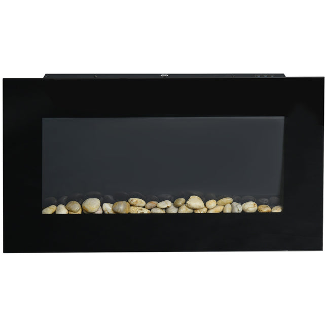 Electric wall fireplace, Remote control, LED Flame, Black