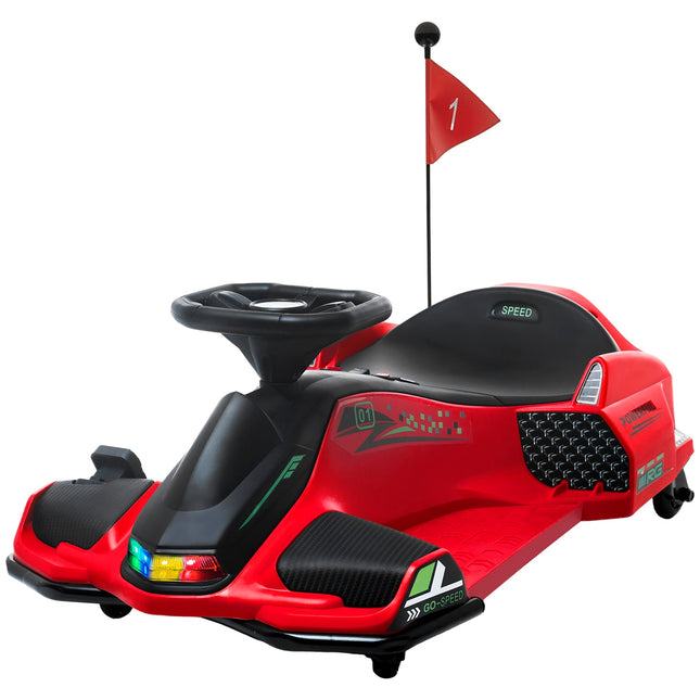 Electric Go-Kart for Kids, 3-8 km/h, Lights & Music