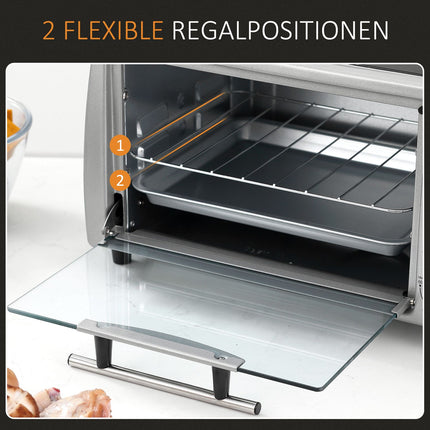 Electric oven 10L with adjustable temperature, timer & grill