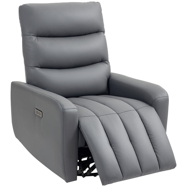 Elektrische relaxfauteuil TV-stoel met ligfunctie, schommelfunctie, USB- en USB-C-poorten, draaibare ligstoel met verstelbare rugleuning, voor woonkamer, grijs Aosom