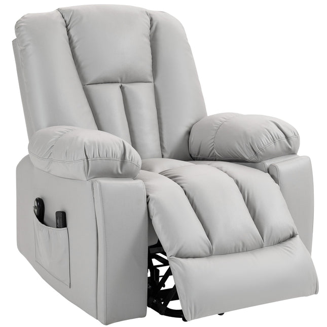 Electric recliner - massage, spring core, light grey