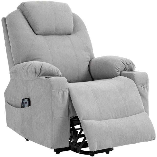 Electric recliner with heating and massage, light grey