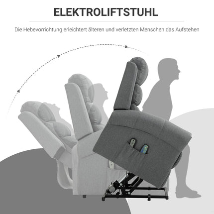 Electric lift chair, Massage & Heating, Remote control, Gray linen