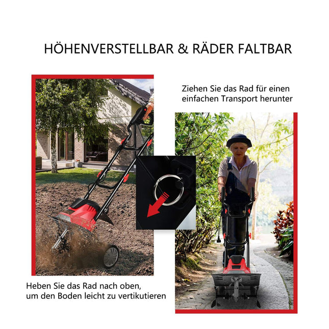 Electric tiller and cultivator electric tiller tiller garden tiller red and black