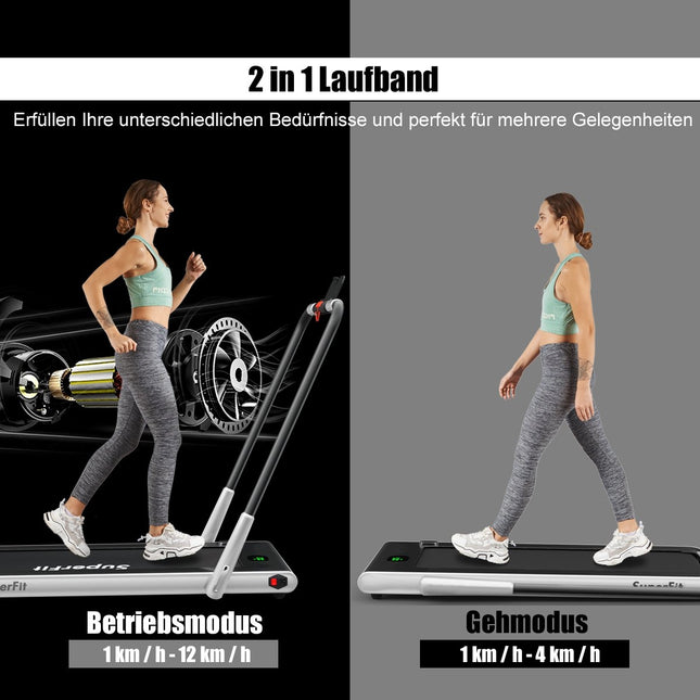 Elektrische loopband met verstelbare snelheid, afstandsbediening, Bluetooth-vouwfunctie, zilver