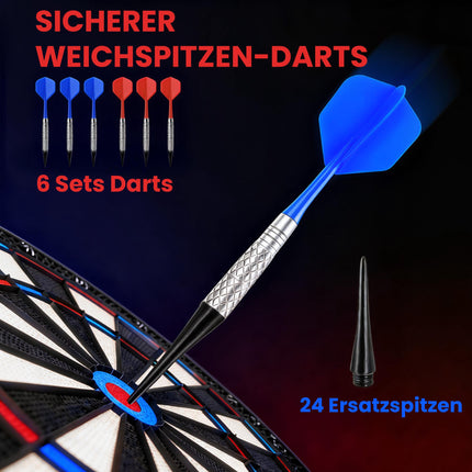 Electronic Dartboard, 1-8 Players, LCD Display, 6 Dart Sets
