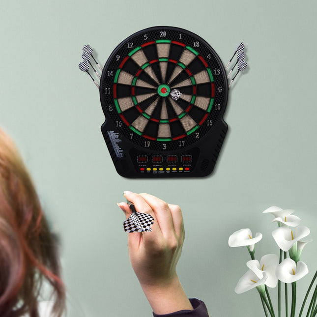 Electronic dart board, 27 games, 16 players, 6 darts