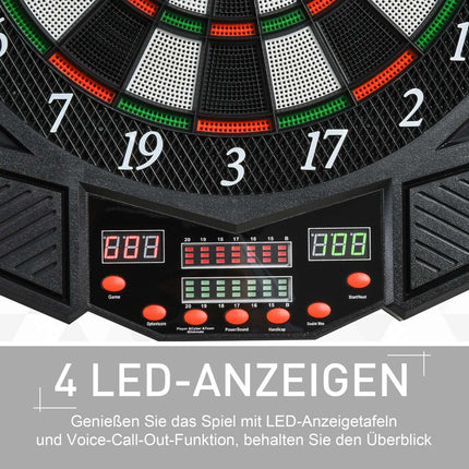 Electronic dart cabinet, 216 games, 12 darts, ABS-PP