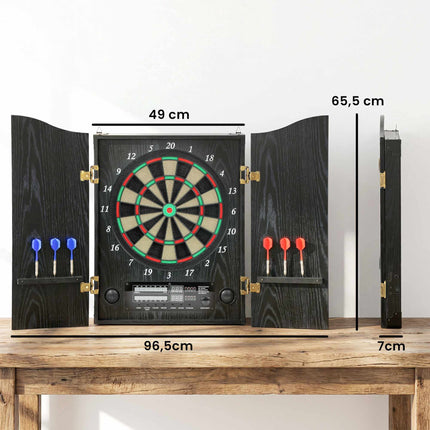 Electronic Dartboard with Cabinet, 25 Games, LED Display
