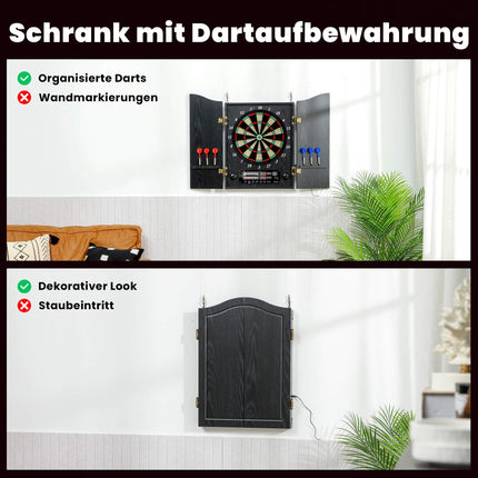 Electronic Dartboard with Cabinet, 25 Games, LED Display