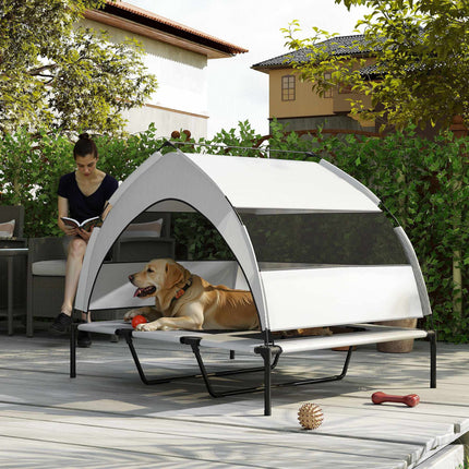 Elevated Dog Bed with Canopy, Breathable Mesh, Portable