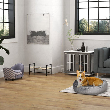 Adjustable elevated dog bowl with stainless steel stand