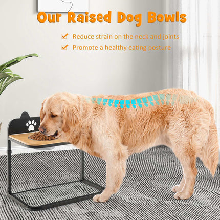 Elevated Dog Bowl Stand, 2 Stainless Bowls, Adjustable