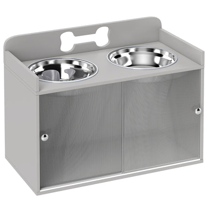 Elevated Dog Feeding Station with 2 Bowls, MDF & Stainless Steel