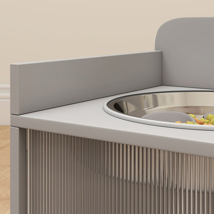 Elevated Dog Feeding Station with 2 Bowls, MDF & Stainless Steel