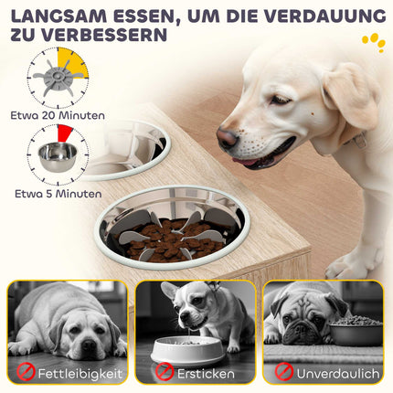 Elevated Dog Feeding Station with 2 Stainless Steel Bowls, Storage Cabinet