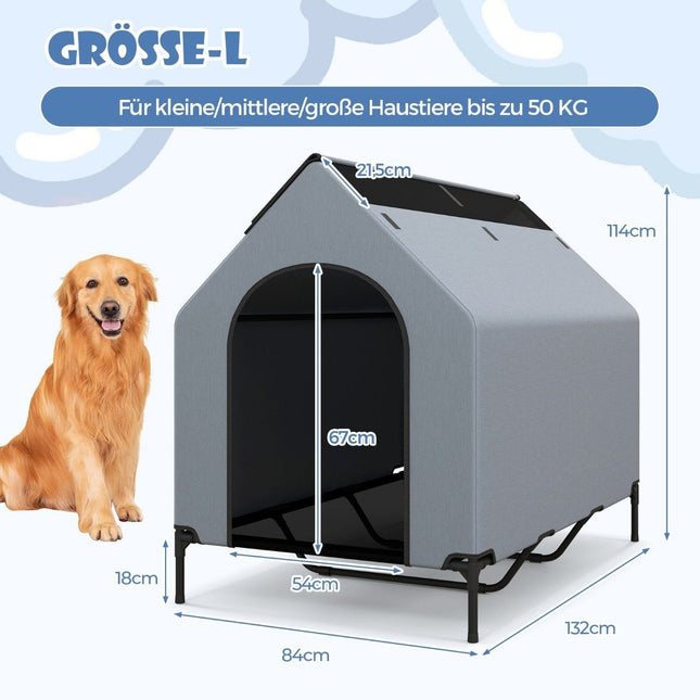 Elevated Dog House & Bed, Waterproof, 84x132x114 cm