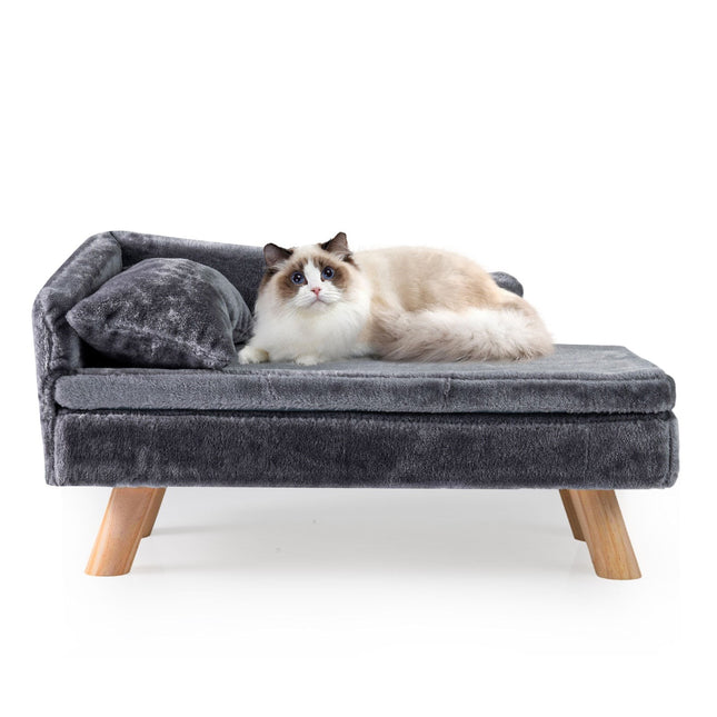 Elevated Pet Sofa Bed with Removable Cushion, Gray