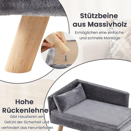 Elevated Pet Sofa for Small & Medium Dogs, Cats, Gray