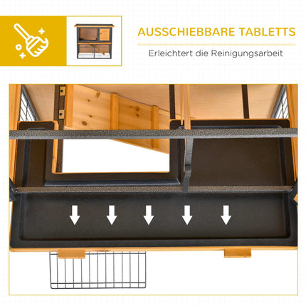 Elevated Small Animal Cage, Lockable Wood-Metal, 89.5x45x81 cm