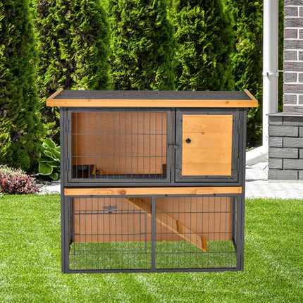 Elevated Small Animal Cage, Lockable Wood-Metal, 89.5x45x81 cm