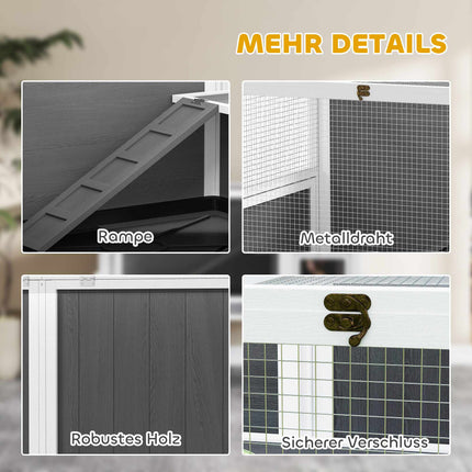 Elevated Small Pet Hutch for Rabbits & Hamsters, Wood & Metal