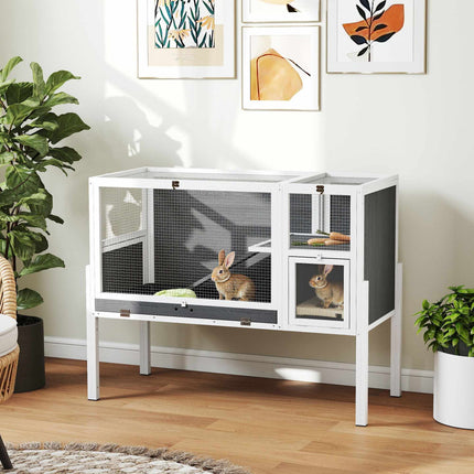 Elevated Small Pet Hutch for Rabbits & Hamsters, Wood & Metal