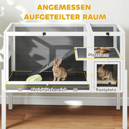 Elevated Small Pet Hutch for Rabbits & Hamsters, Wood & Metal