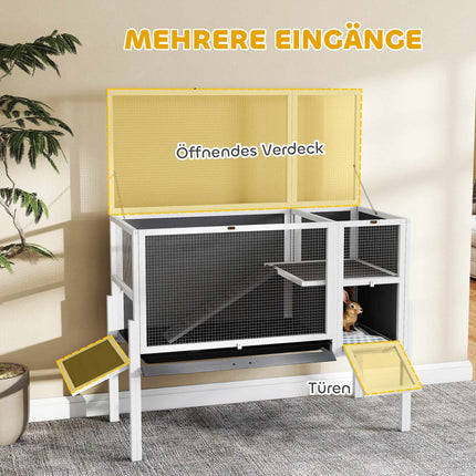 Elevated Small Pet Hutch for Rabbits & Hamsters, Wood & Metal