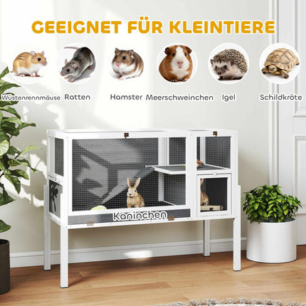 Elevated Small Pet Hutch for Rabbits & Hamsters, Wood & Metal