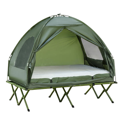 Elevated camping dome tent with air mattress, 193 x 136 x 178 cm