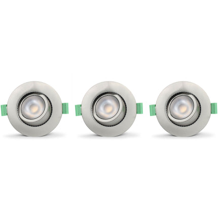 Ellen Recessed downlight Dim-to-Warm 520lm IP65 3-pack Brushed steel