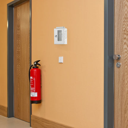 Emergency Key Box with Hammer – White, Wall-Mounted